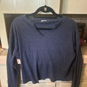 Two Michael Stars Light + dark Blue Knit Henley long sleeve tops